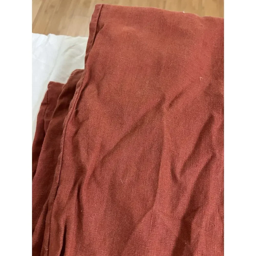 POTTERY BARN 100% FLAX LINEN DUVET COVER Twin Rust RED BERRY